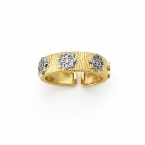TWO TONE GOLD CZ ADJUSTABLE RING